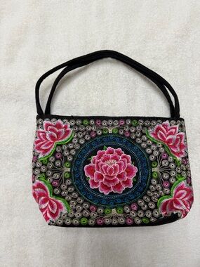 Vintage Boho Floral Embroidered Shoulder Bag Festival Ethnic Purse